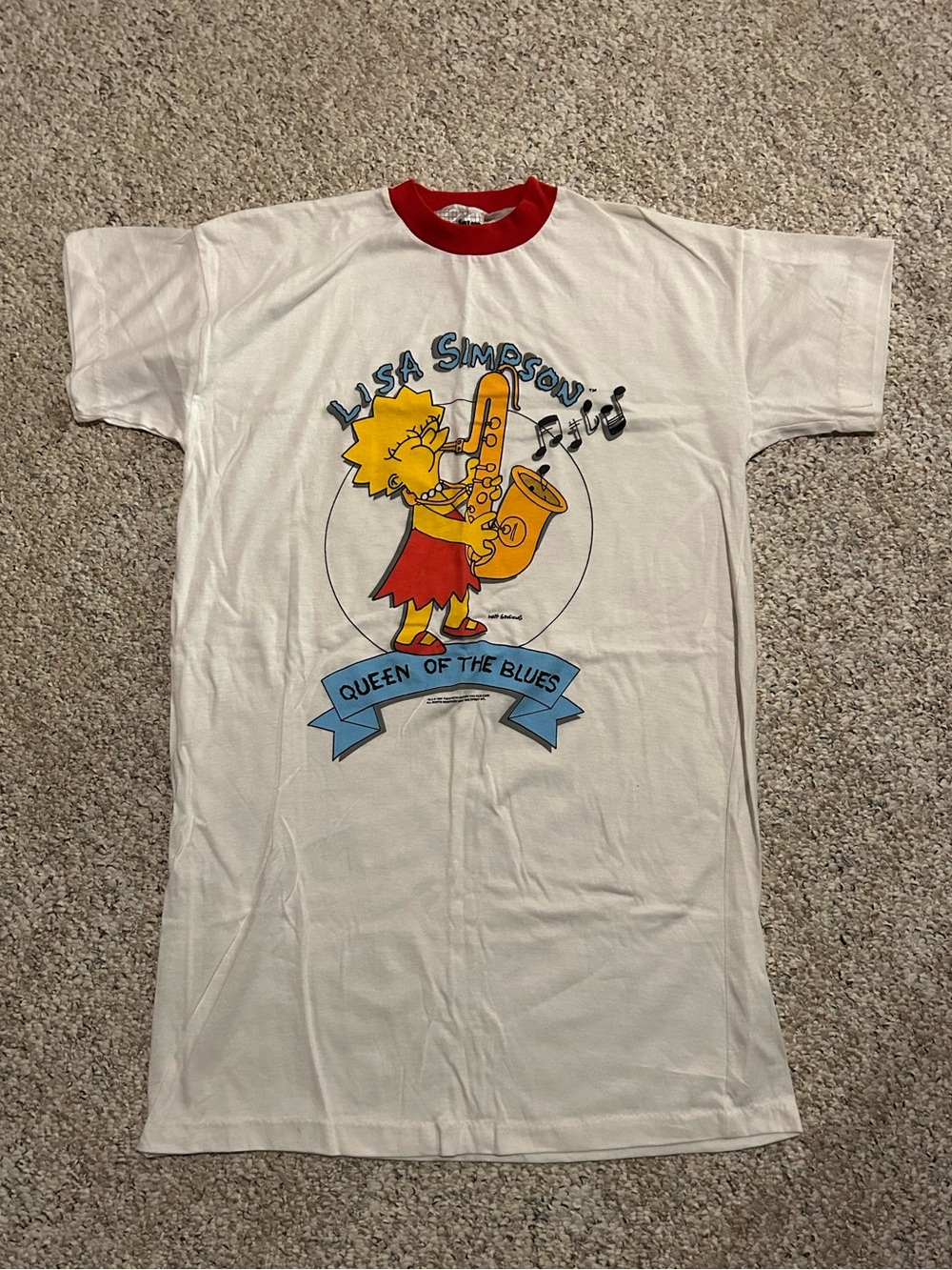 Vintage Lisa Simpson Queen of the Blues Womens Pajamas Shirt Night Gown - Size M